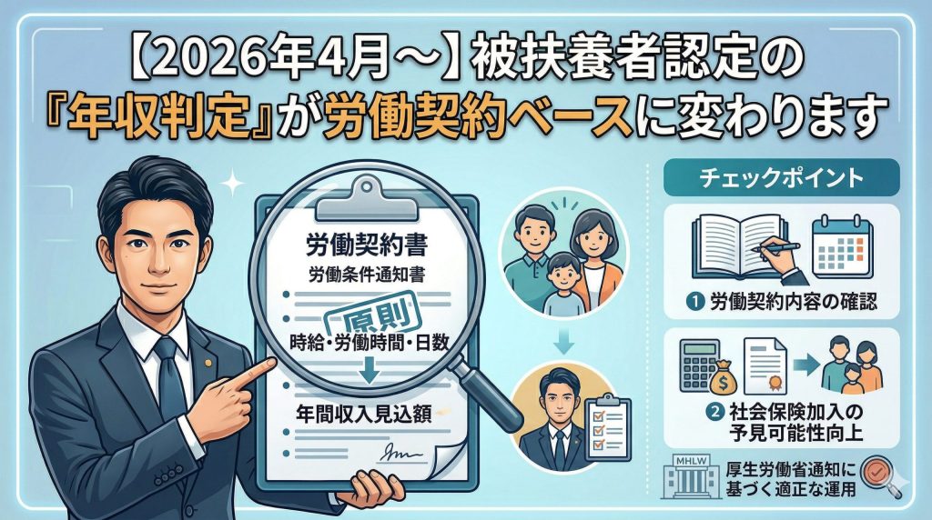 【2026年4月〜】被扶養者認定の「年収判定」が労働契約ベースに変わります